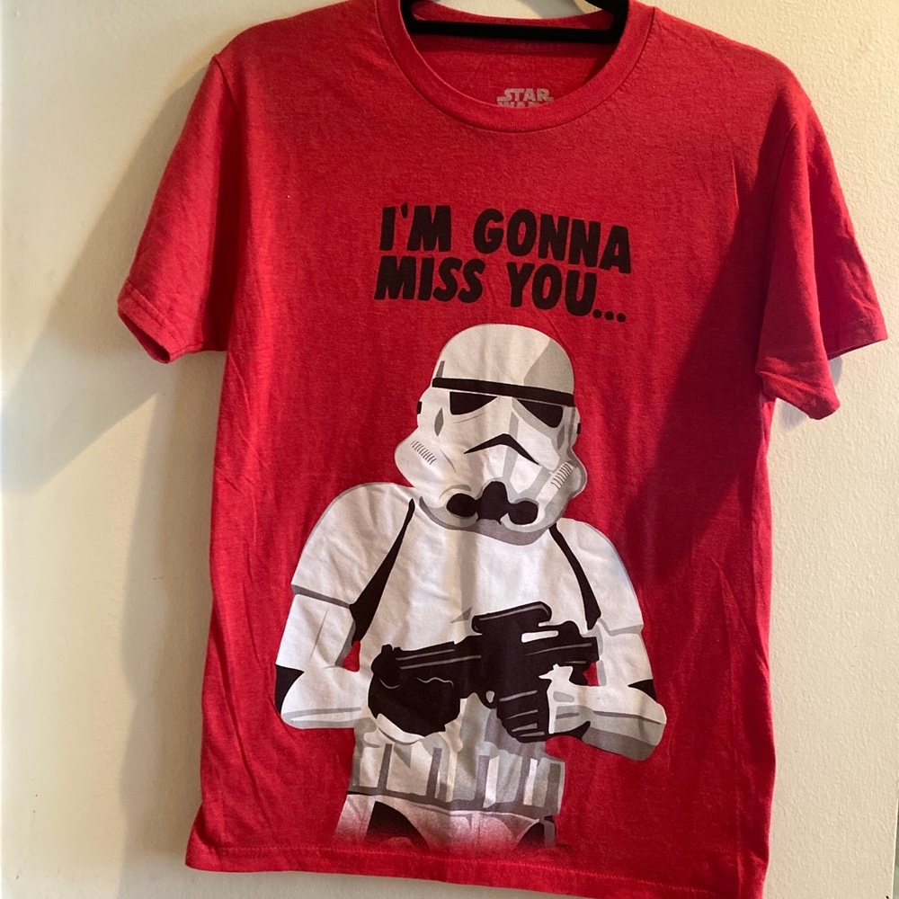 Star Wars Mens T-Shirt  RED- Stormtrooper I'm Gonna Miss You Sz Small